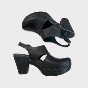 Dansko Black Heeled Clogs